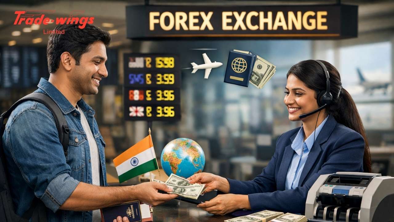 Indian traveller exchanging foreign currency at authorised forex counter before international travel - Currency Exchange Services In Pune