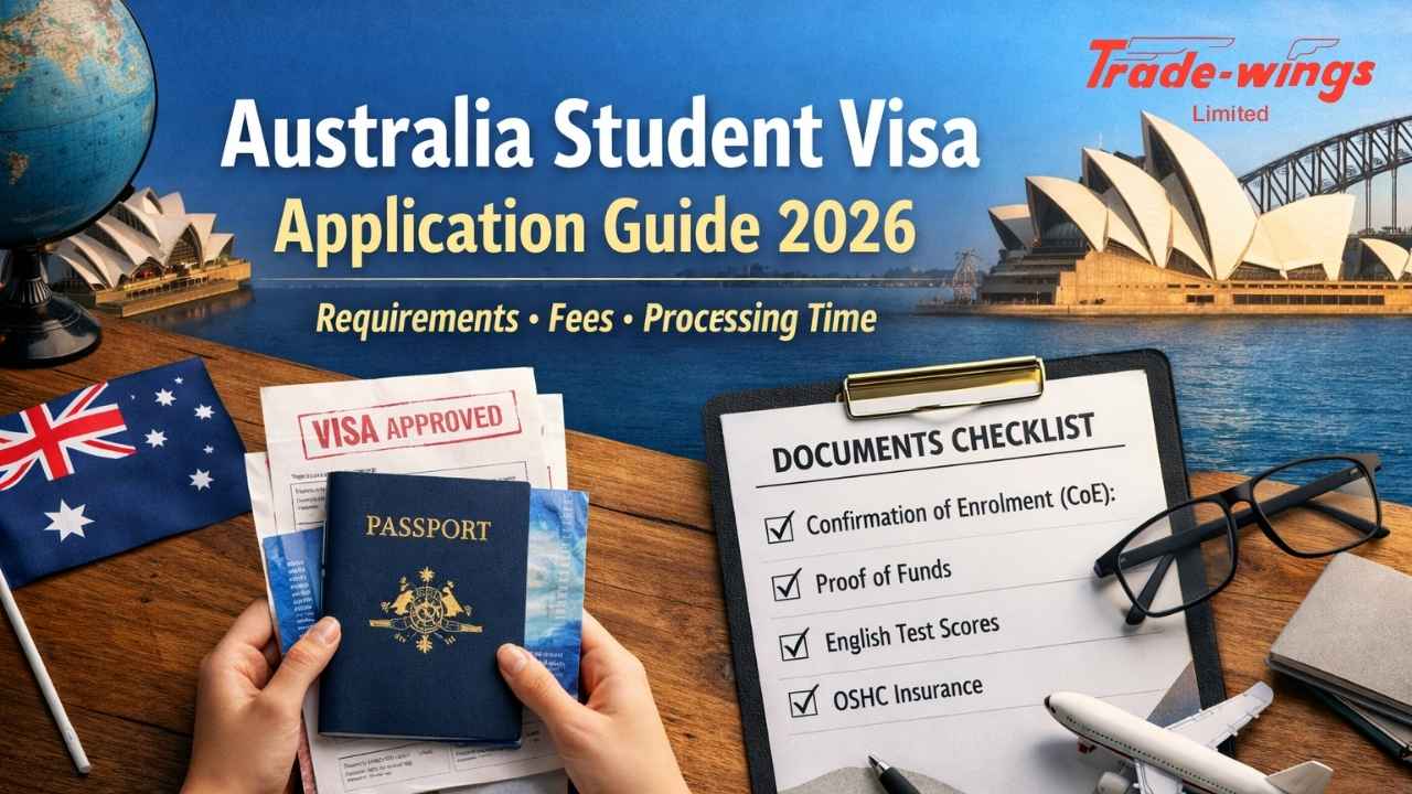 Student holding passport and visa documents for Australia study visa application