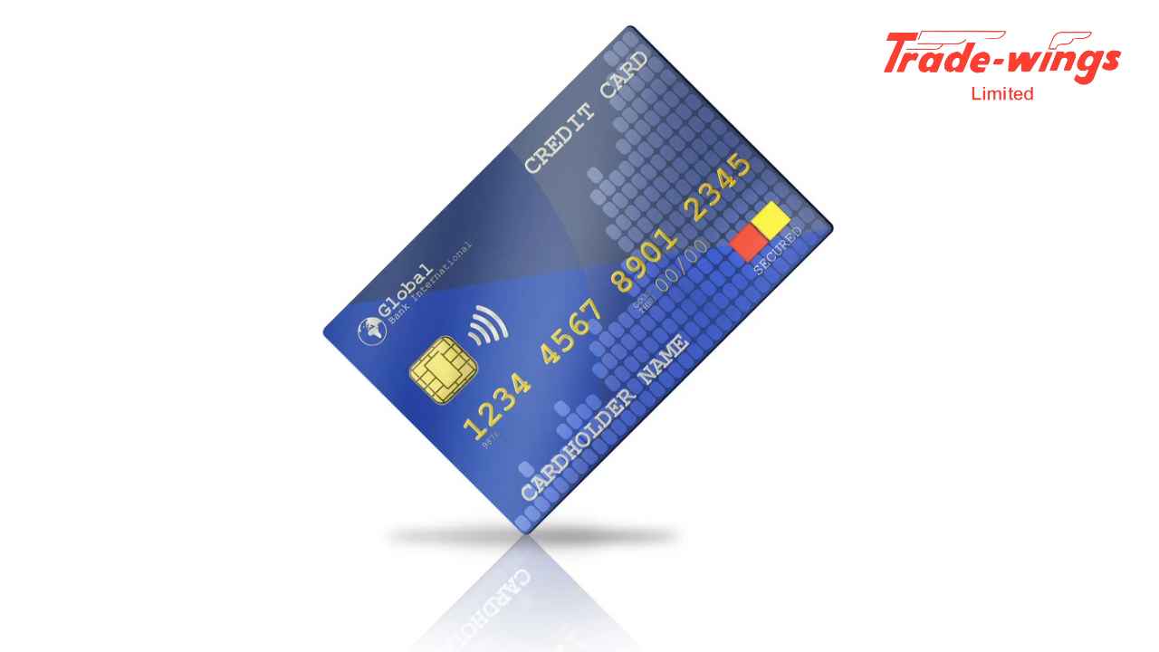 Forex card for international travel showing a prepaid card and foreign currency symbols